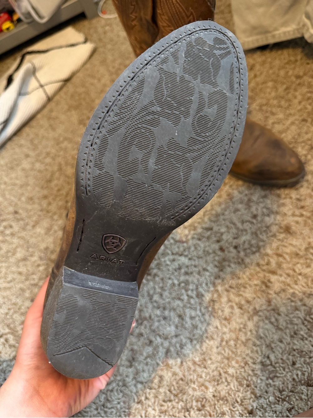 Ariat Brown Leather Western Boots with Decorative Stitching - Picture 4 of 8